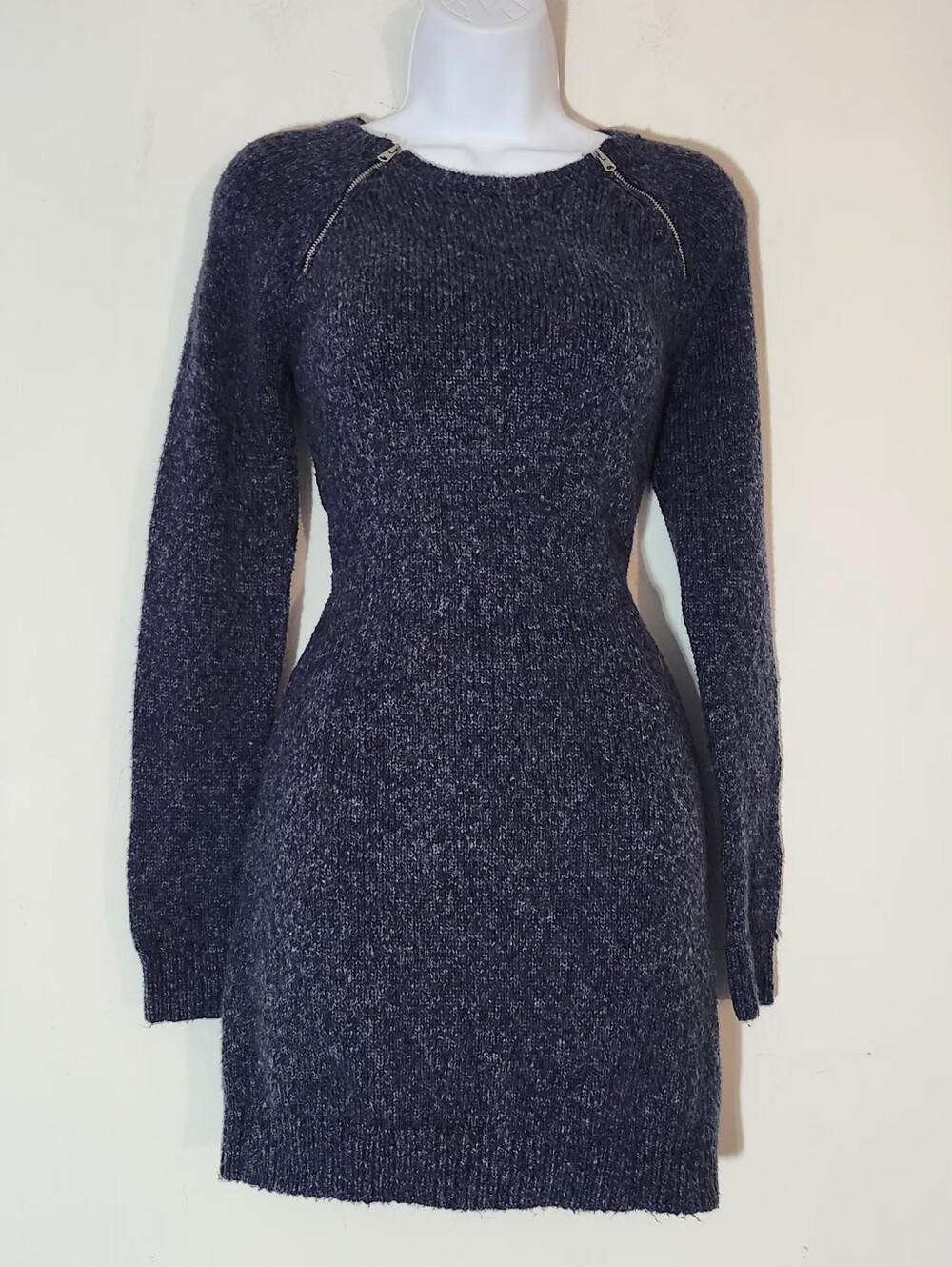 Abercrombie & Fitch Double-Zipper, Long Sleeve, Crewneck Sweater Dress Size:S